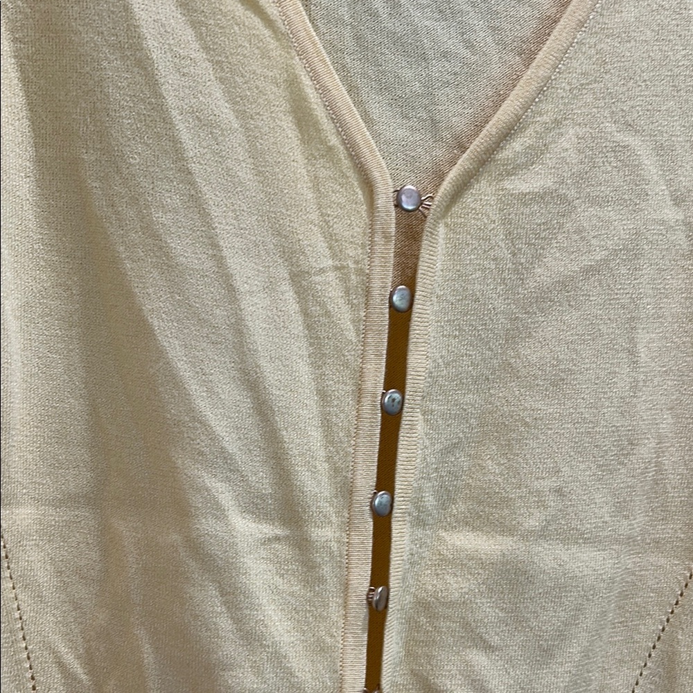 Carlisle Women's Yellow sweater button down Cardigan Top - Picture 3 of 6